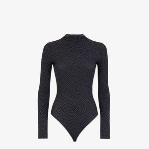 Fendi Skims Mock Neck Long Sleeve Body Suit (Black)